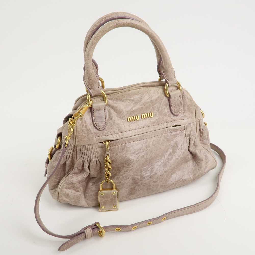 MIU MIU Logo Leather 2 Way Hand Bag Shoulder Bag … - image 4