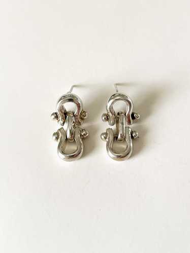 Vintage Solid Sterling Silver Horsebit Earrings