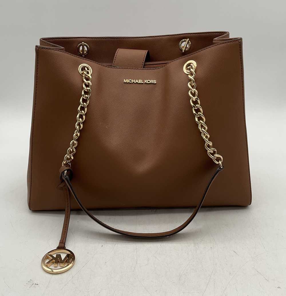 Michael Kors Brown Leather Chain Handle Tote Bag - image 1