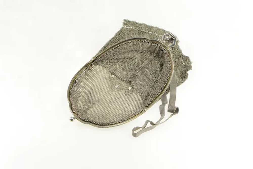 Silver Art Deco Elaborate Floral Mesh Purse Hand … - image 2