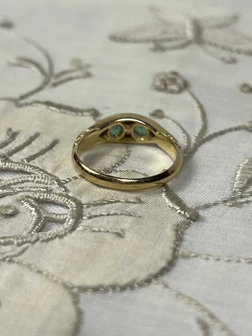 Vintage Emerald & Diamond 18 KT Gold Dress Ring - image 8