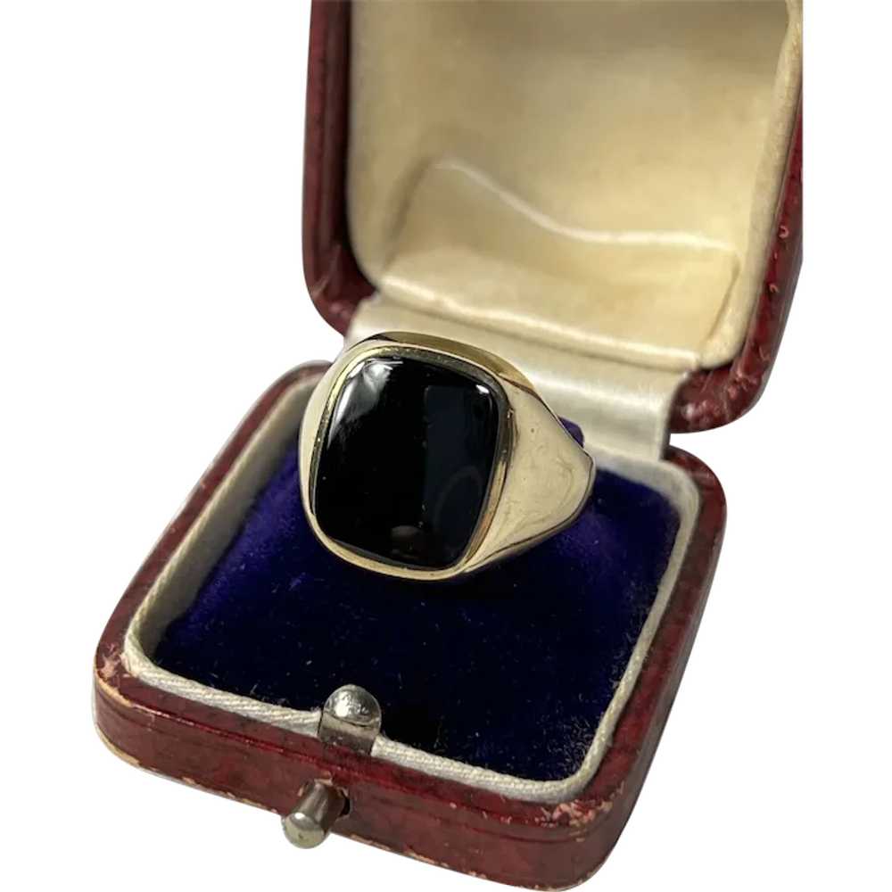 Vintage Onyx & 9 KT Gold Signet Ring - image 1