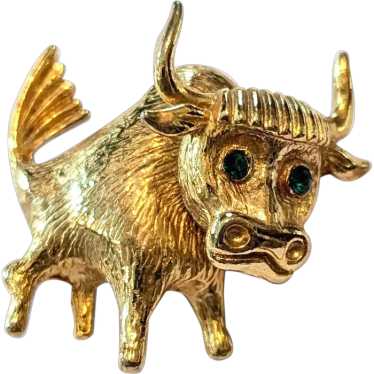 Vintage Taurus the Bull Zodiac Pin Brooch