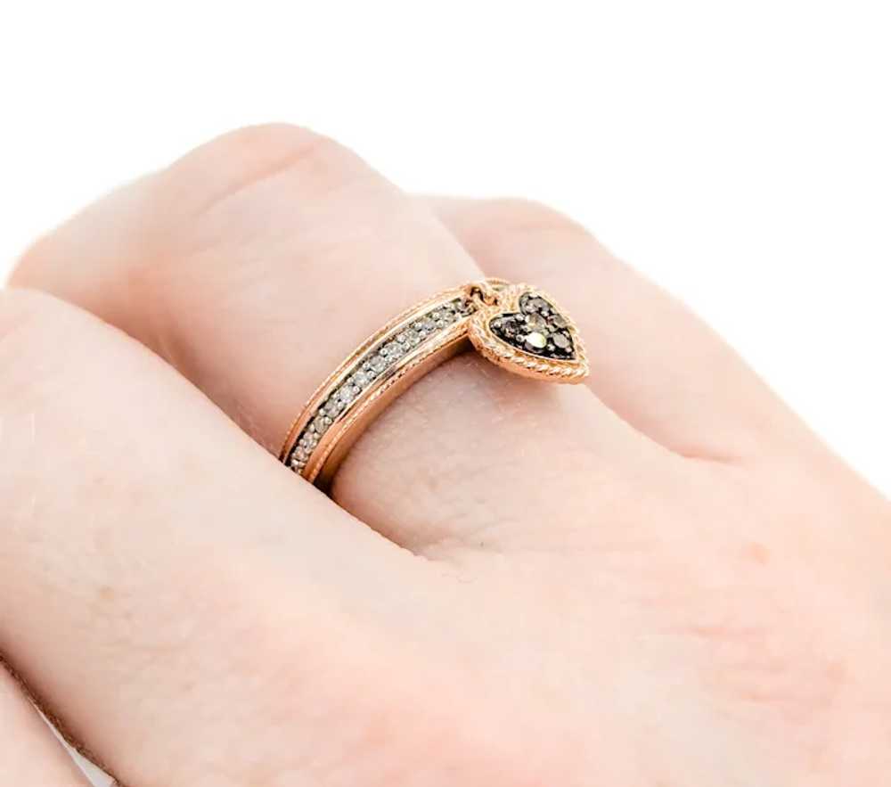 Dangle Charm Diamond Heart Ring in Rose Gold - image 10