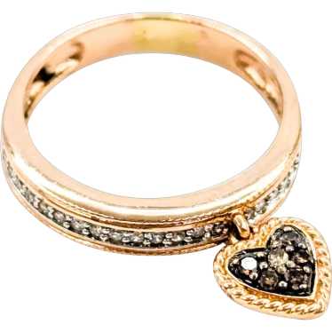 Dangle Charm Diamond Heart Ring in Rose Gold - image 1