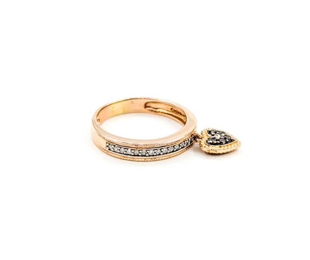 Dangle Charm Diamond Heart Ring in Rose Gold - image 3