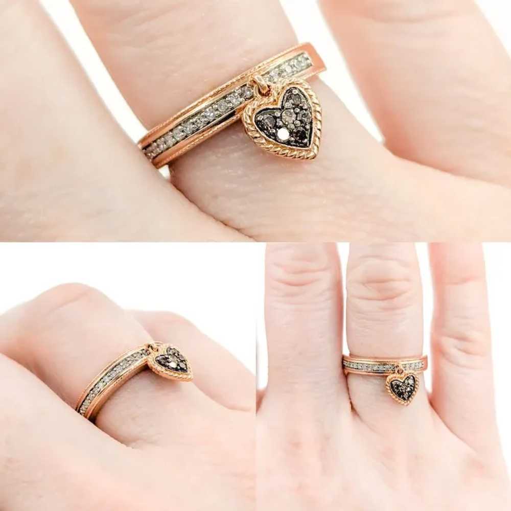 Dangle Charm Diamond Heart Ring in Rose Gold - image 4