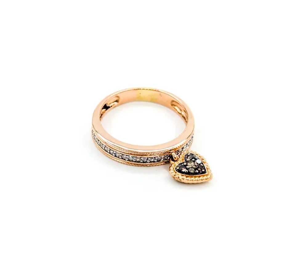 Dangle Charm Diamond Heart Ring in Rose Gold - image 6