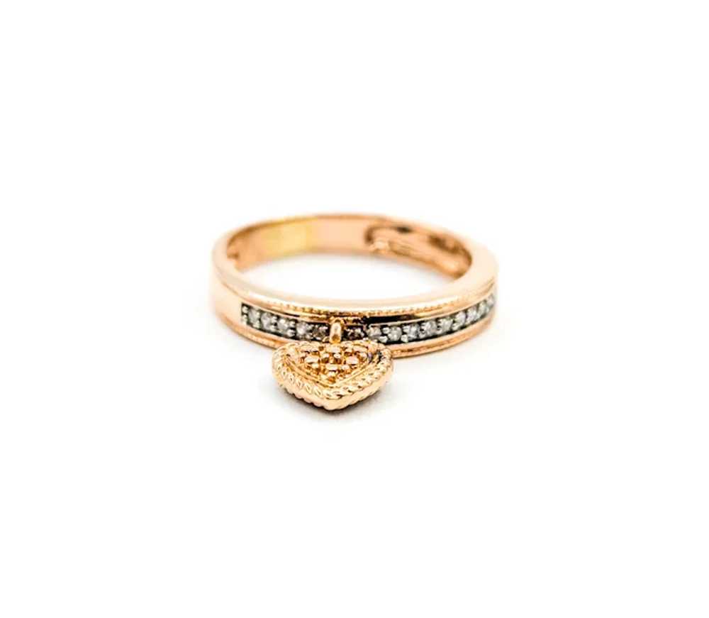 Dangle Charm Diamond Heart Ring in Rose Gold - image 8