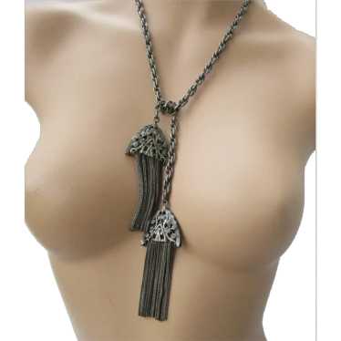 Silver-Plated Rope Chain Necklace with Lavish Tass