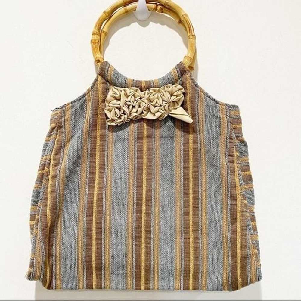 JENNIFER TAYLOR vintage tapestry bamboo handbag - image 1