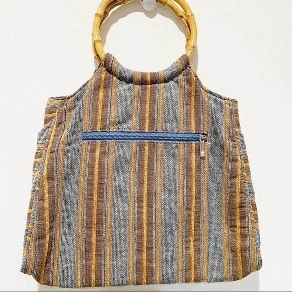 JENNIFER TAYLOR vintage tapestry bamboo handbag - image 3