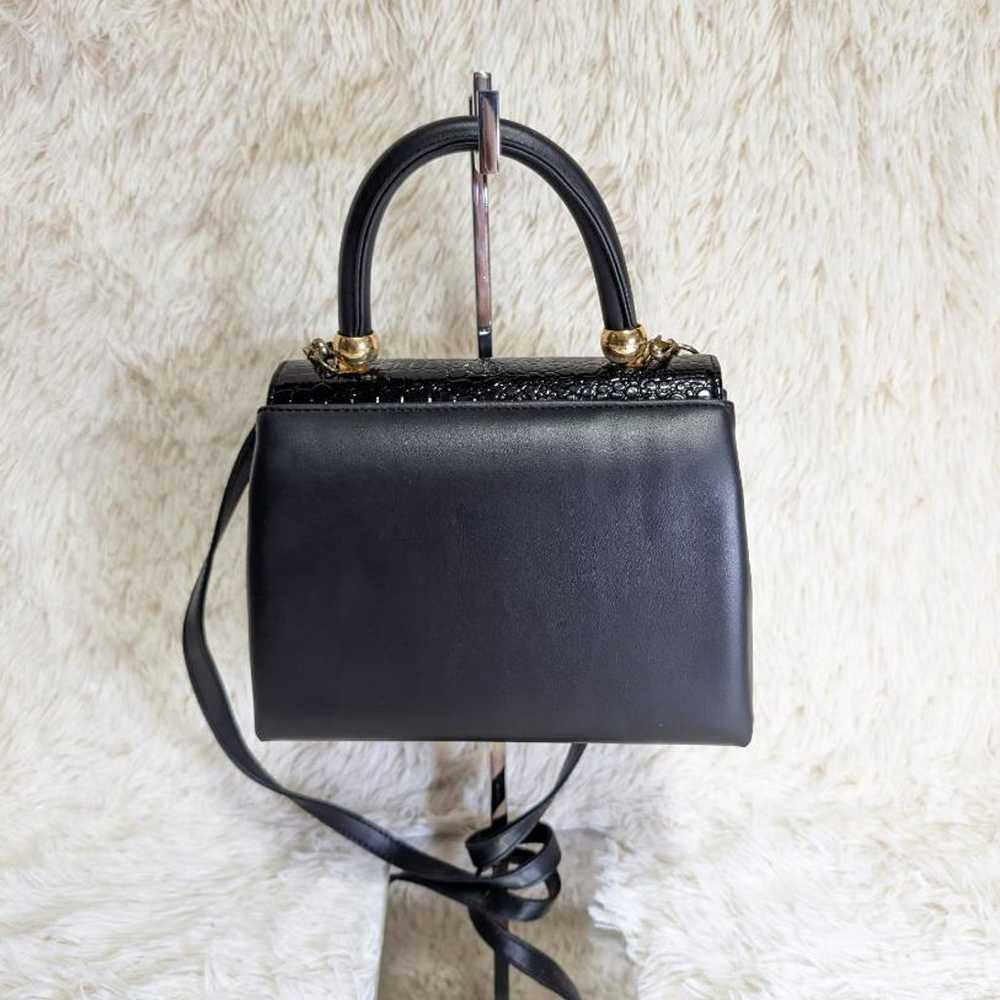 Shoulder bag black glossy soft 2WAY made in Japan. - image 3