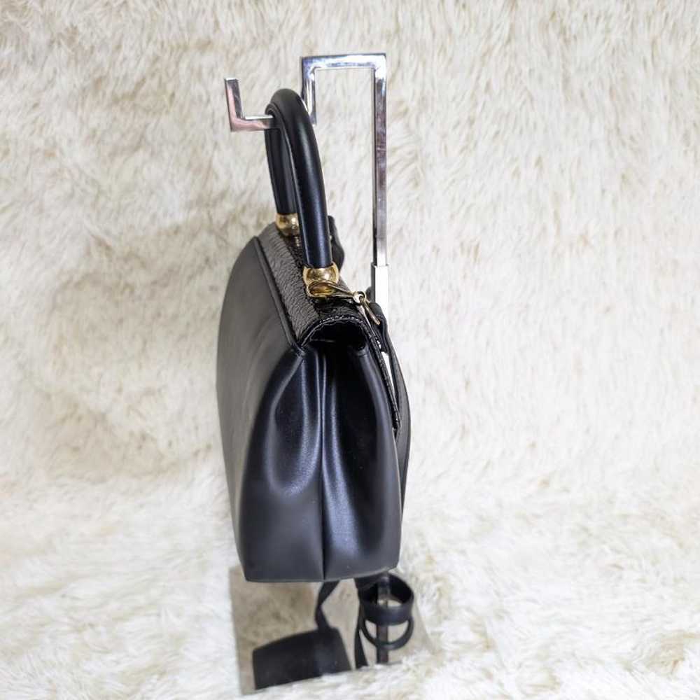 Shoulder bag black glossy soft 2WAY made in Japan. - image 5