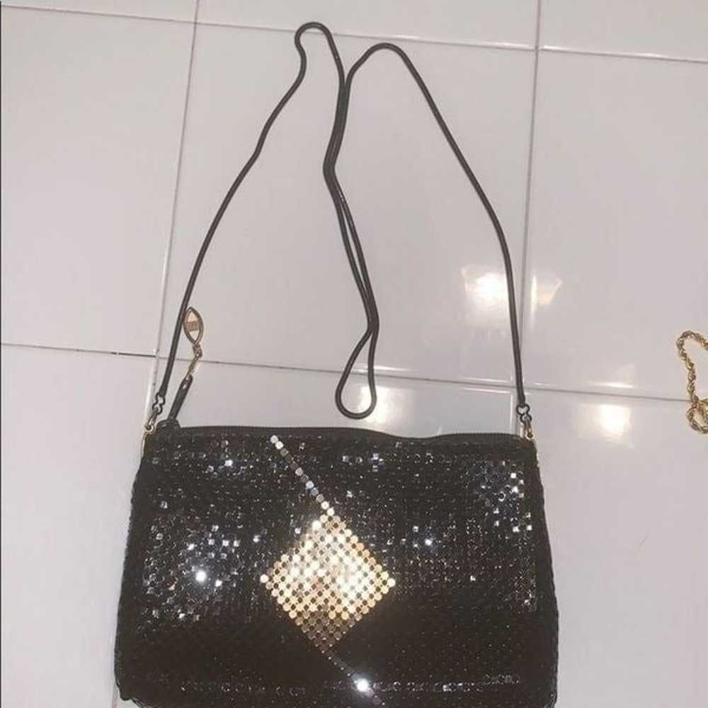 Vintage black and gold mesh purse with chain strap - image 1