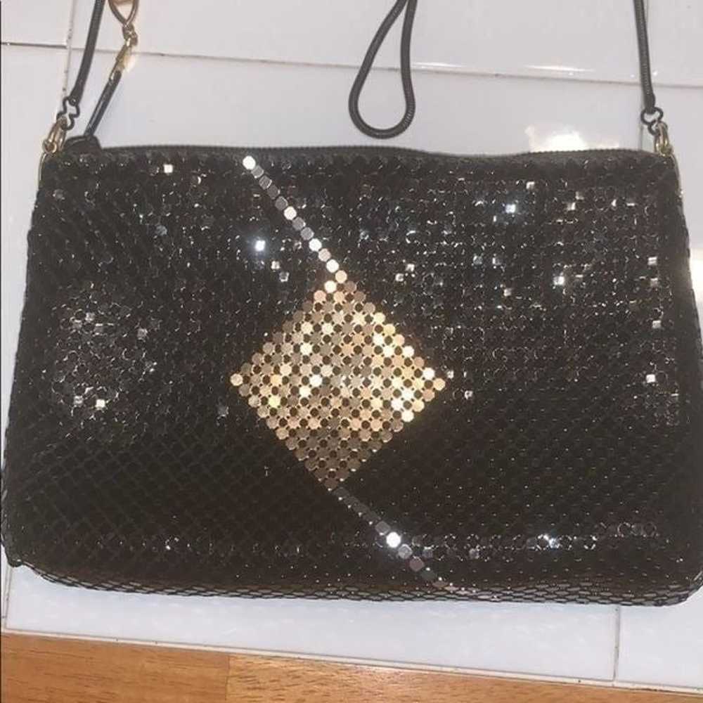 Vintage black and gold mesh purse with chain strap - image 2