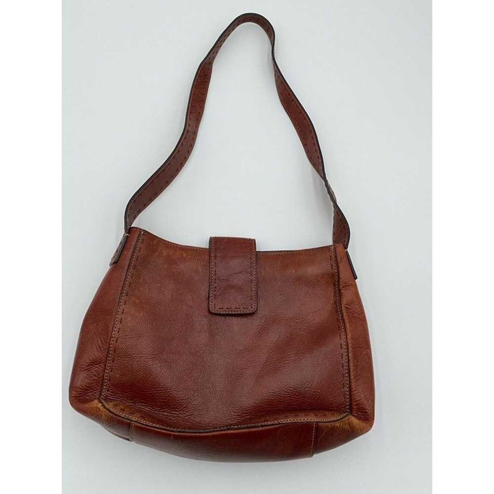 Vintage Fossil Brown Leather Shoulder Bag Purse H… - image 1