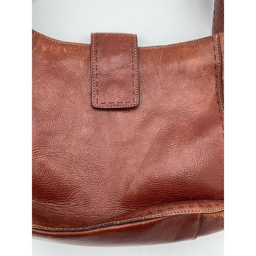 Vintage Fossil Brown Leather Shoulder Bag Purse H… - image 2