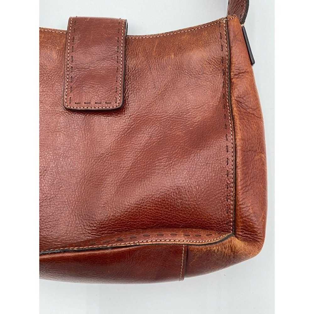 Vintage Fossil Brown Leather Shoulder Bag Purse H… - image 3