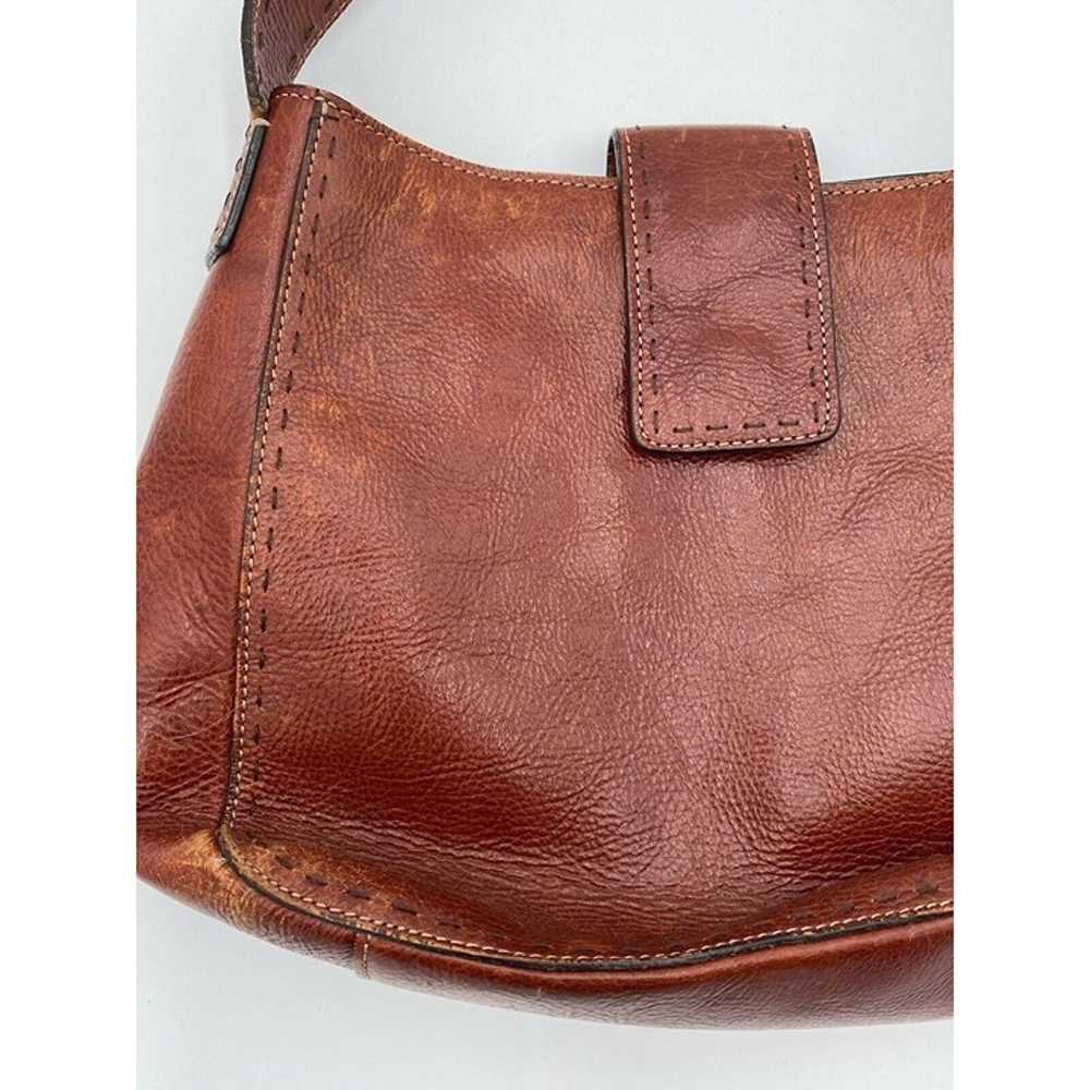 Vintage Fossil Brown Leather Shoulder Bag Purse H… - image 4