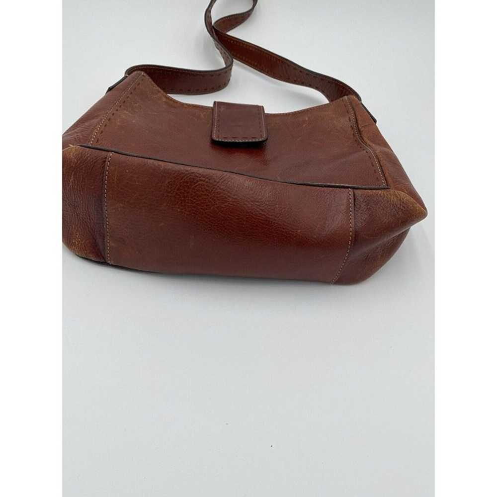 Vintage Fossil Brown Leather Shoulder Bag Purse H… - image 5