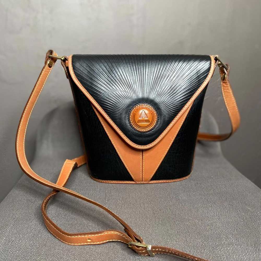 1990's Black and Brown Leather Crossbody Bag from… - image 1