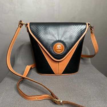 1990's Black and Brown Leather Crossbody Bag from… - image 1