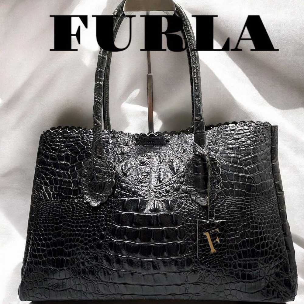 【Excellent Condition】FURLA Business Tote Bag Croc… - image 1