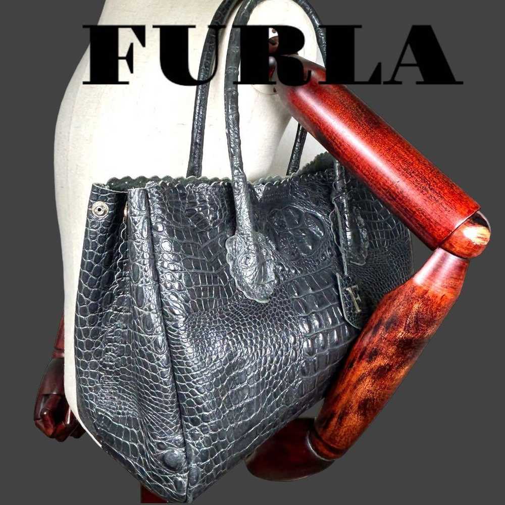 【Excellent Condition】FURLA Business Tote Bag Croc… - image 2