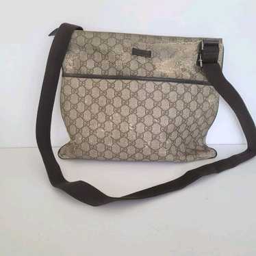 GUCCI GG Crossbody Shoulder Bag Gray Brown Canvas… - image 1