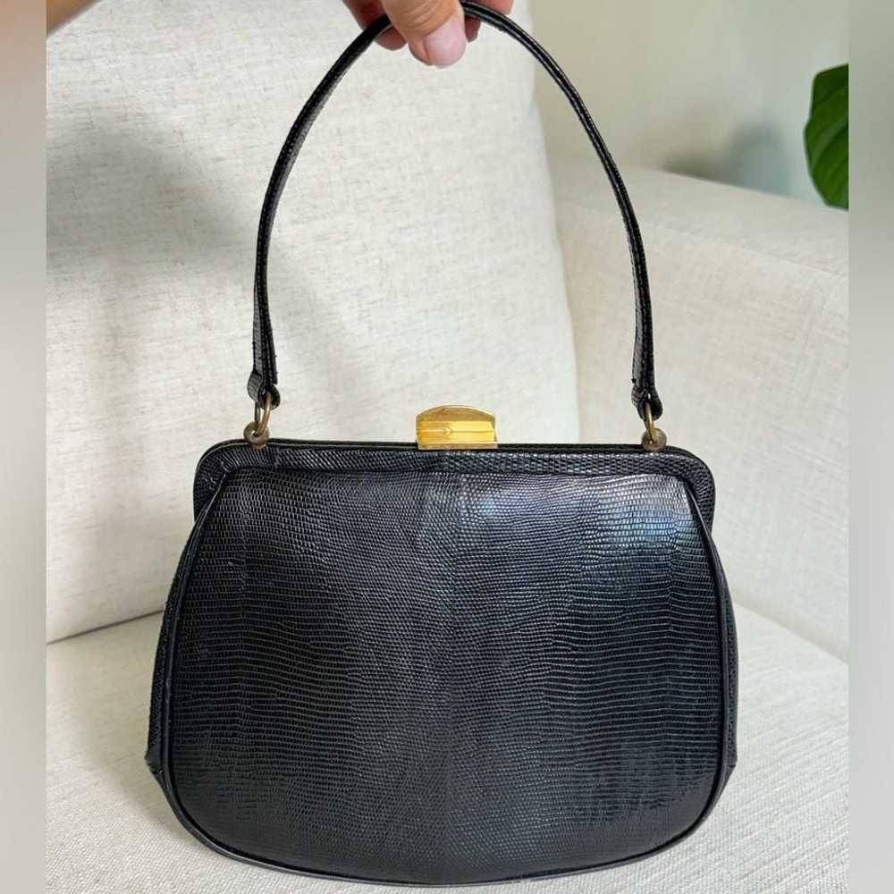 Vintage Gold Crest Shoulder Bag Lizard leather. - image 5