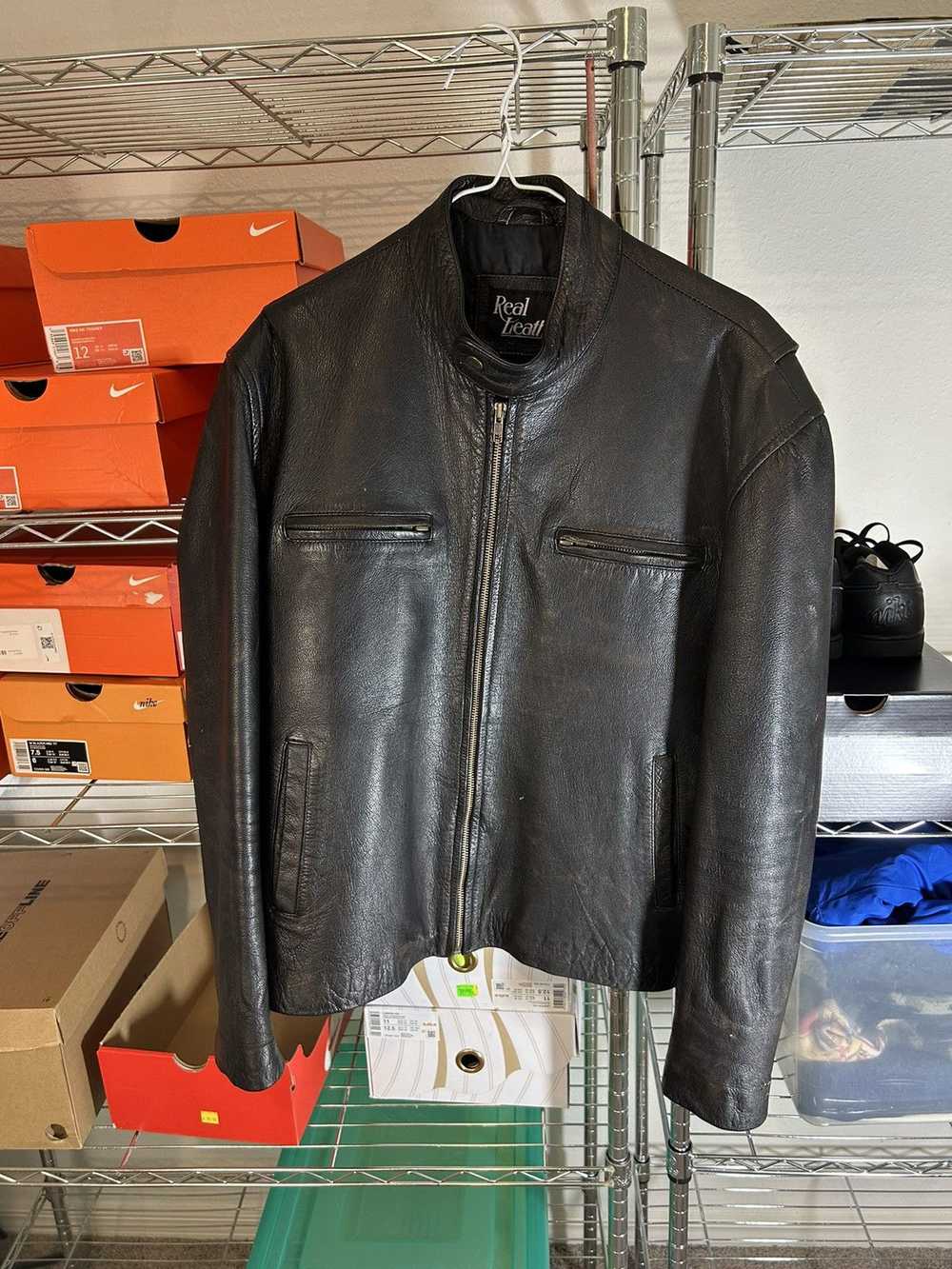 Vintage Real Leather Biker Jacket - image 1