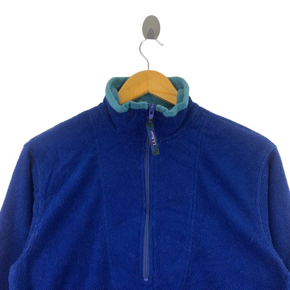 L.L. Bean LL BEAN USA Half Zipper Blue Retro Sher… - image 2