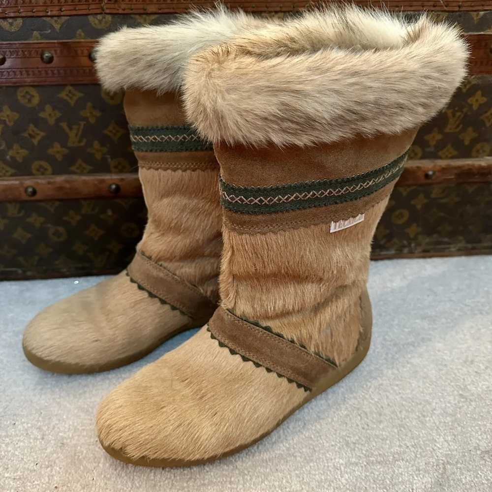 VINTAGE 1990s TECNICA LADIES TAN FUR WINTER BOOTS… - image 1