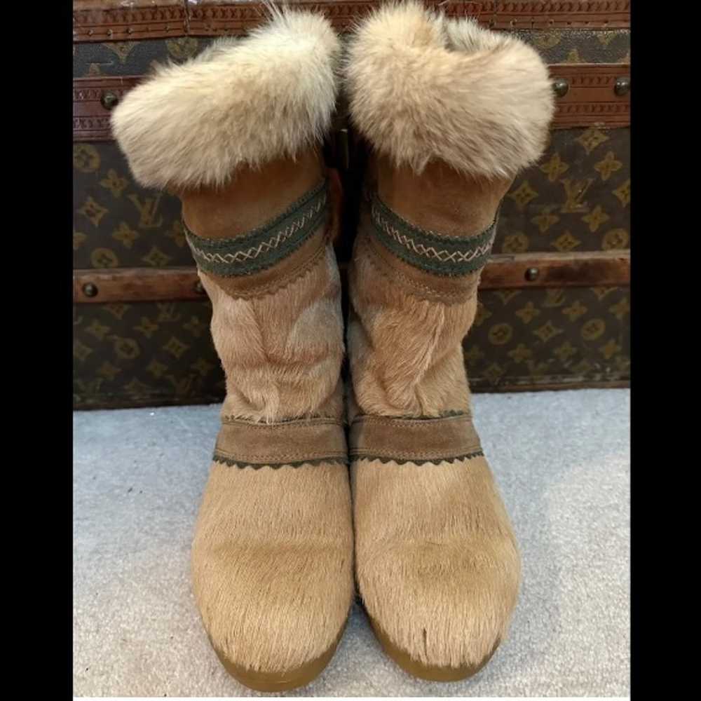 VINTAGE 1990s TECNICA LADIES TAN FUR WINTER BOOTS… - image 2