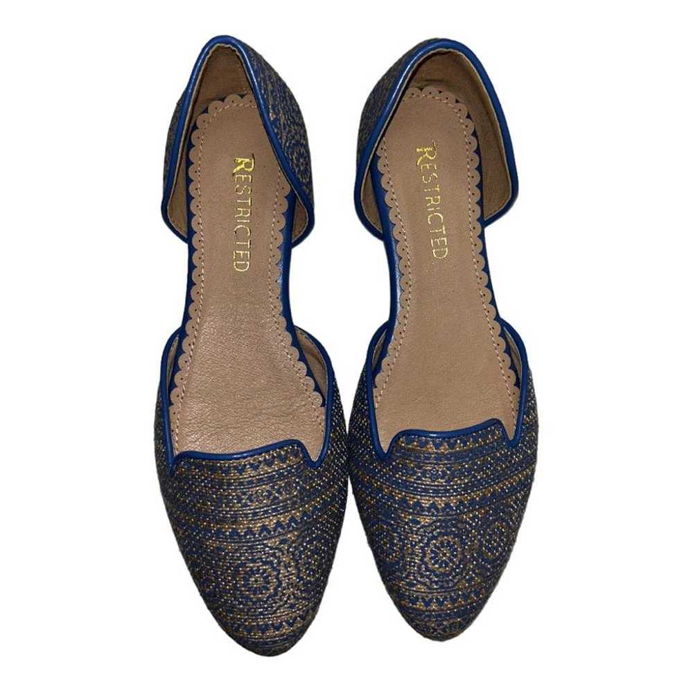 Restricted l Blue/Beige Embroidered Flats Size 7.5 - image 2