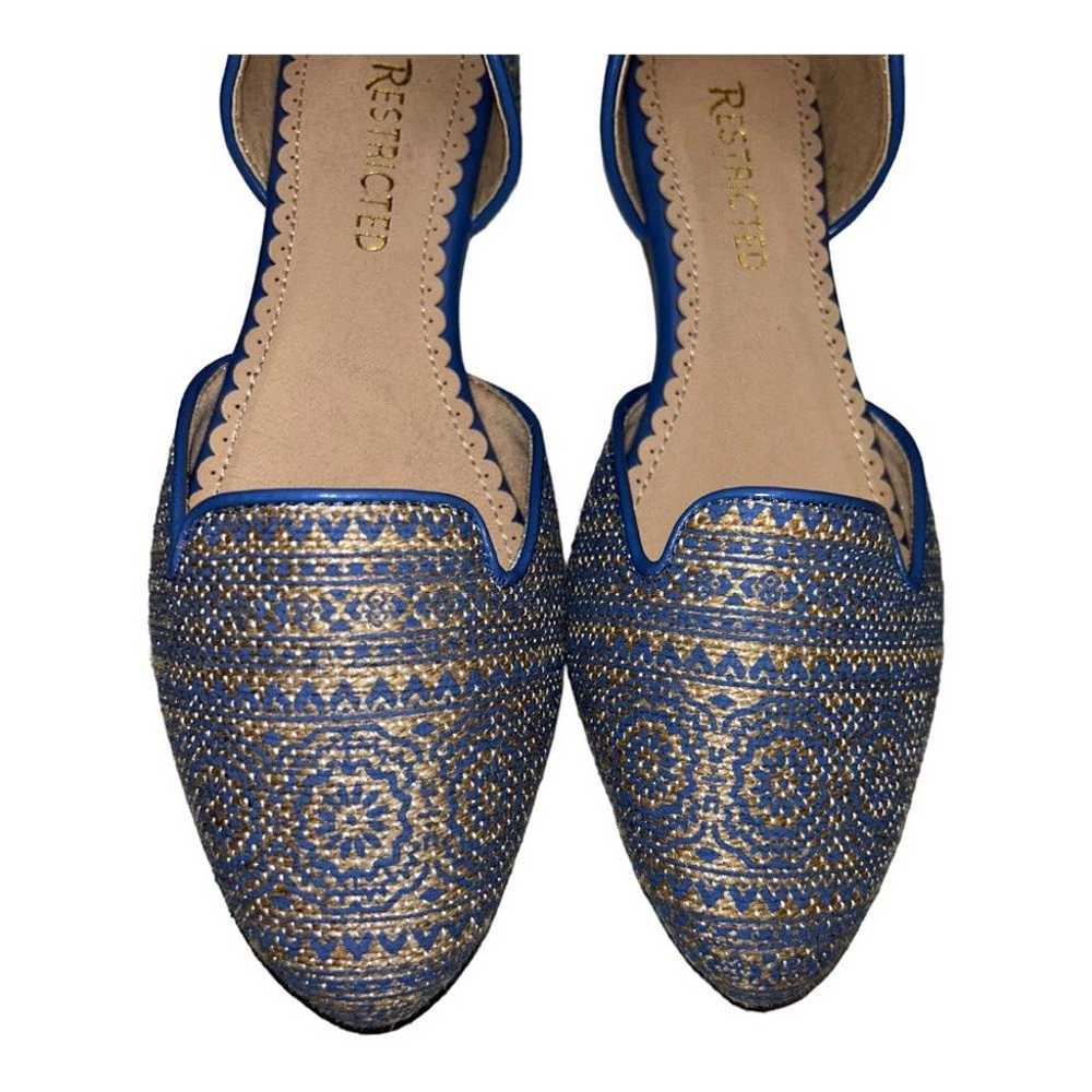 Restricted l Blue/Beige Embroidered Flats Size 7.5 - image 3