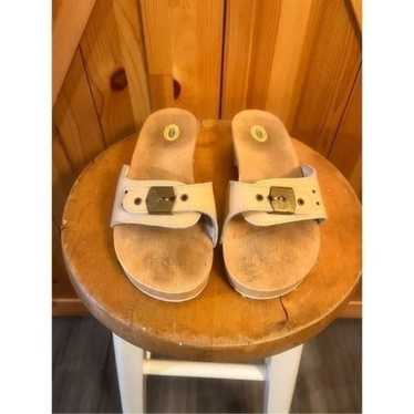 Vintage Dr Scholls Original Wooden Leather Sandals