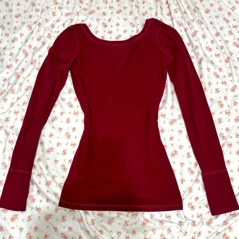 Vintage 2000s y2k Hollister dark red burgundy lon… - image 3