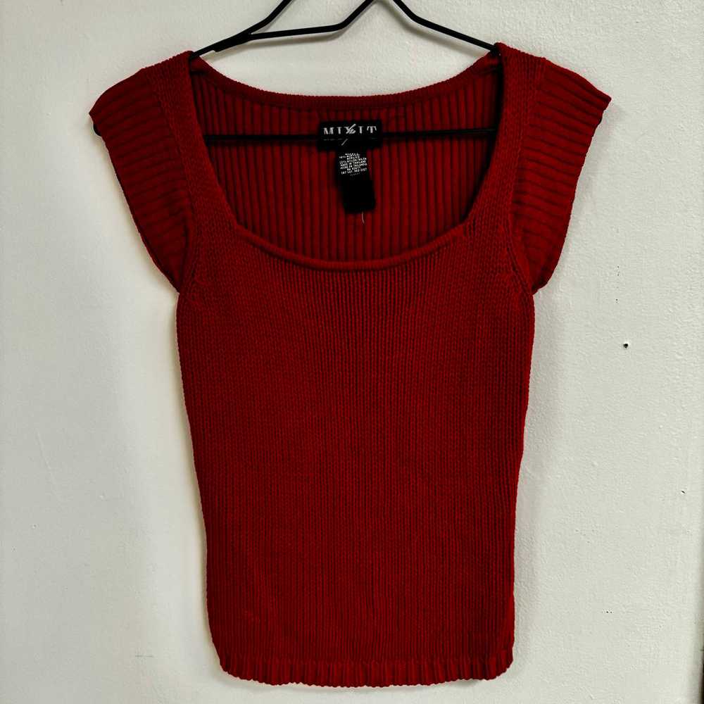 vintage red knit top - image 2