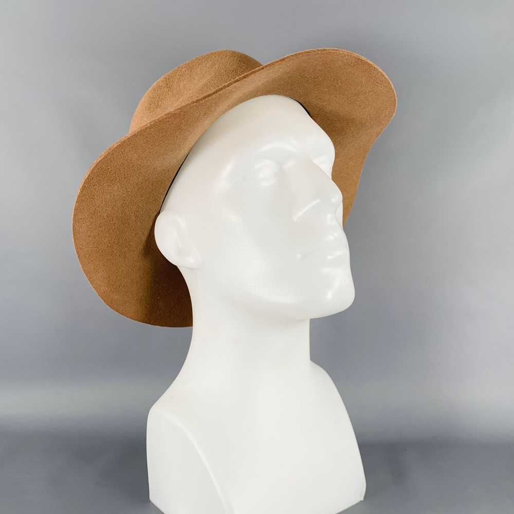 Vintage Tan Black Wool Felt Fedora Hat - image 1