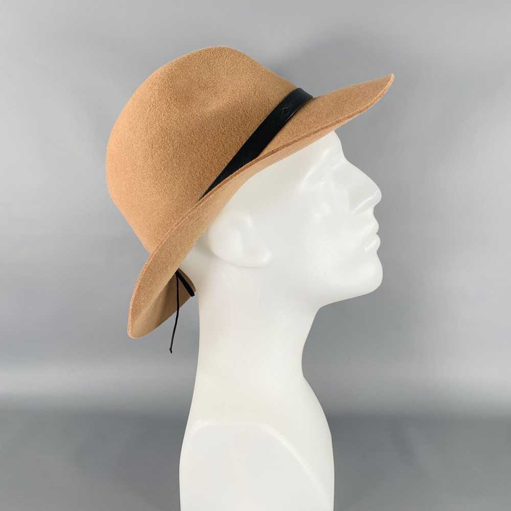 Vintage Tan Black Wool Felt Fedora Hat - image 3