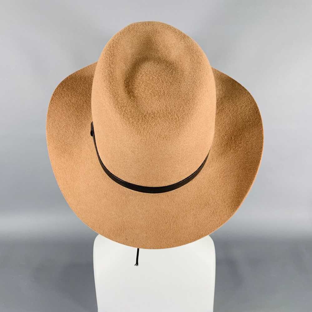 Vintage Tan Black Wool Felt Fedora Hat - image 4