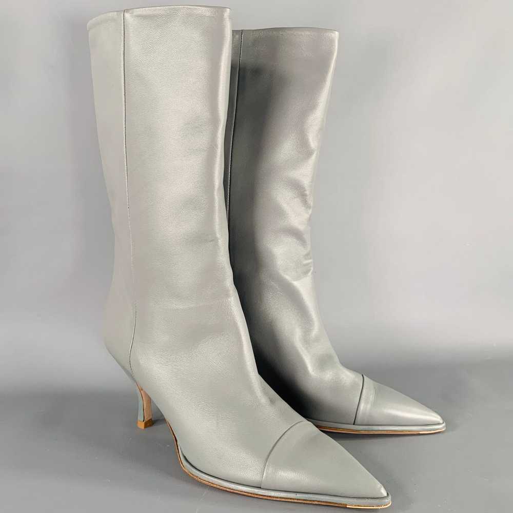 Other Grey Leather Kitten Heel Boots - image 1