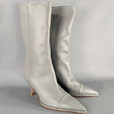 Other Grey Leather Kitten Heel Boots - image 1