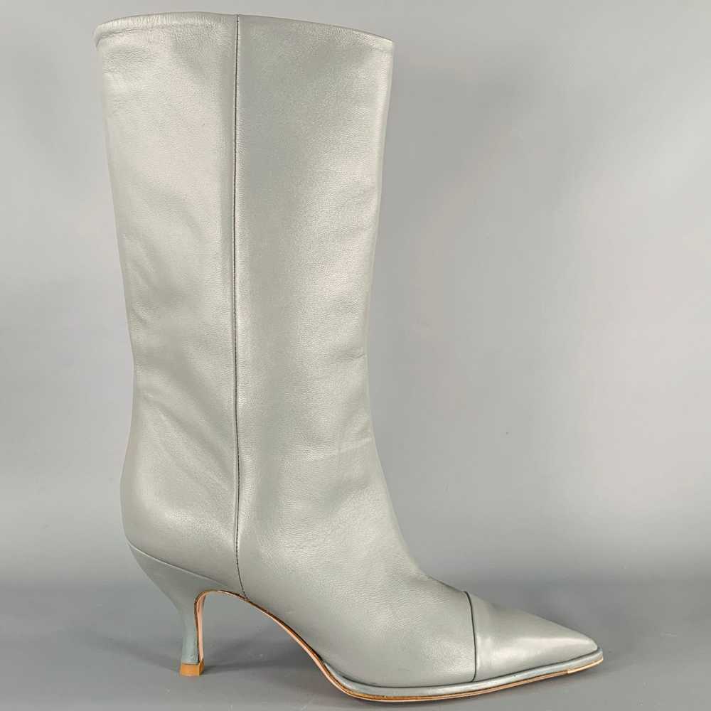 Other Grey Leather Kitten Heel Boots - image 2