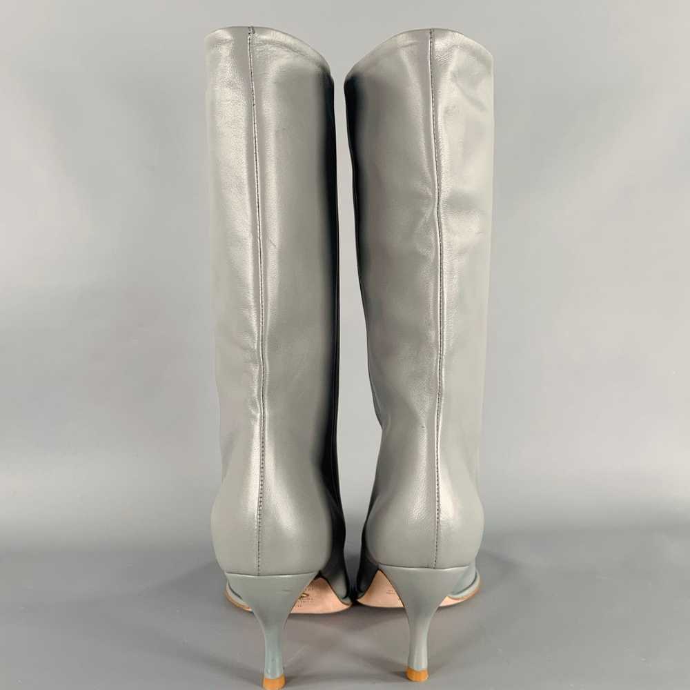 Other Grey Leather Kitten Heel Boots - image 3