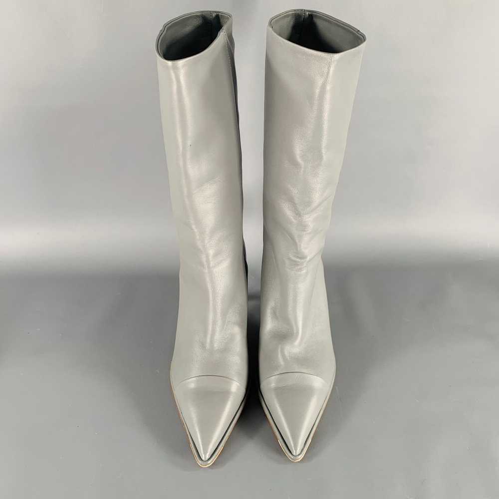 Other Grey Leather Kitten Heel Boots - image 4