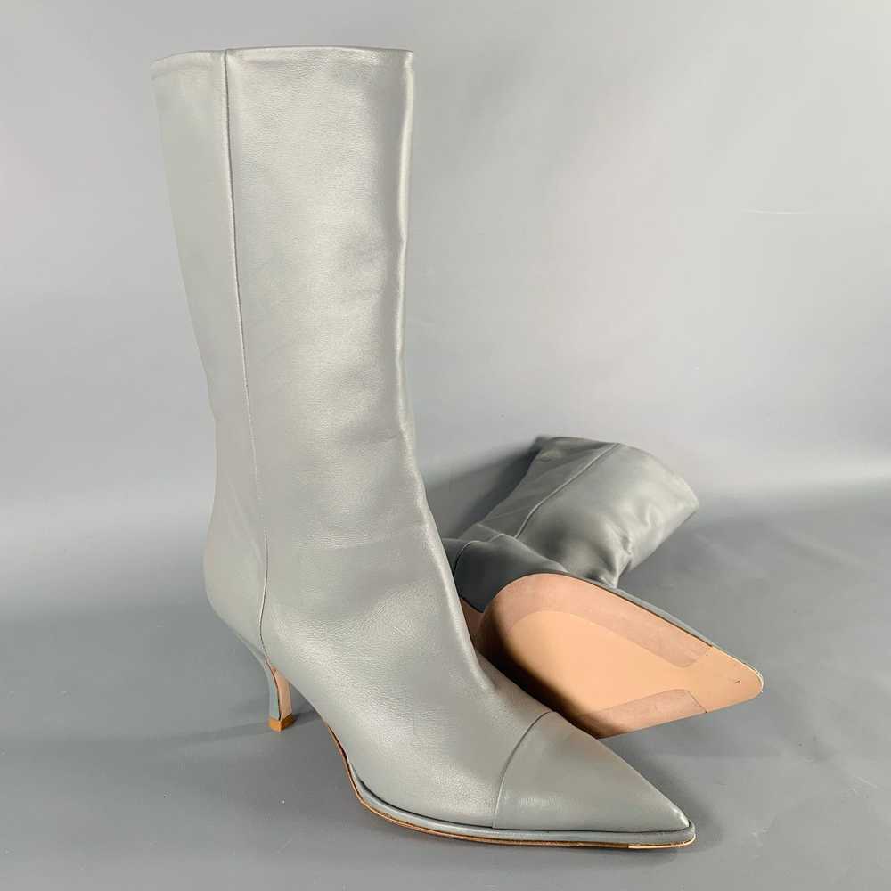 Other Grey Leather Kitten Heel Boots - image 5