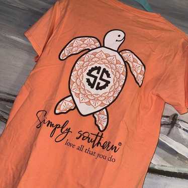 Vintage •Simply Southern• Bright Orange Emblemed T